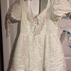 White Puff Sleeve Mini Dress (size small)